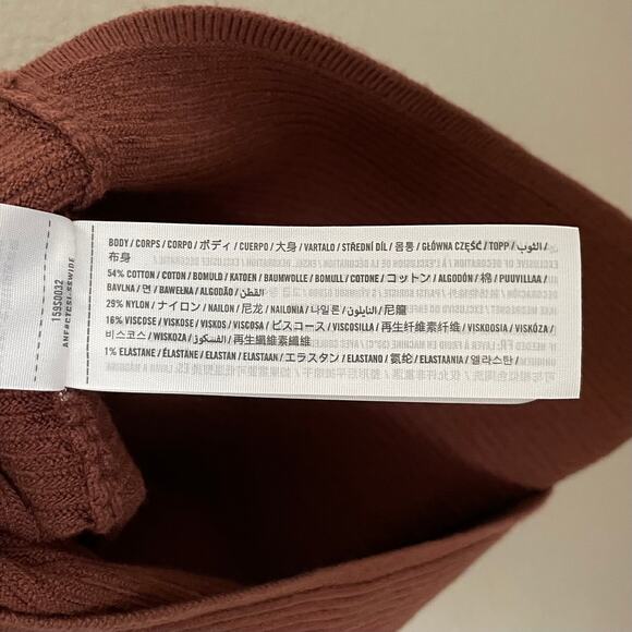 Abercrombie & Fitch Dress Womens Small Petite Brown Scuba Ribbed Knit Mini Cross - Picture 11 of 12